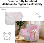 Recaceik Large Plush Bean Bag Chairs, Memory Foam Bean Bag Chair for Adults & Kids with Armrests, Comfy BeanBag Lounge Lazy Floor Sofa Accent Chair for Living Room, Bedroom, Dorm, Colorful Rainbow
