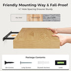 30 Inch Floating Shelves, 12 Inch Deep Floating Shelves for Wall, Rustic Wood 30 x 12 Shelves for Wall Storage & Display, 2 Inch Thicked Floating Shelf for Bathroom, Living Room, Oak Color, 2 Pack