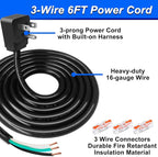 Dishwasher Installation Kit - 6 FT Stainless Steel Dishwasher Hose with 3/8" Compression Connections,Food Grade PEX Inner Tube Dishwasher Water Supply Line with Elbows,Adapters and 6 FT Power Cord