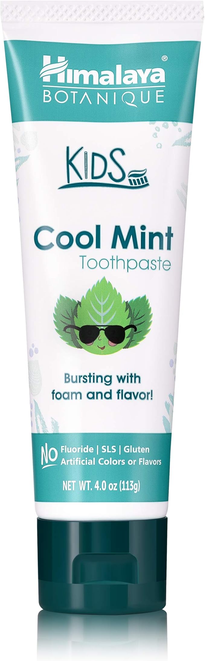 Himalaya Botanique Kids Toothpaste, Cool Mint, Fluoride-Free, Gentle, No Artificial Colors, SLS Free, Gluten Free, Cruelty Free, Vegan, Foaming, 4 Oz, 1 Pack…