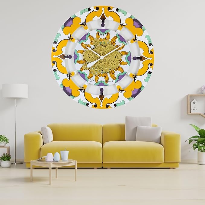 The Gears Clock Wall Clock Italy Collection with Moving Gears (Vietri, 36 inch Round)