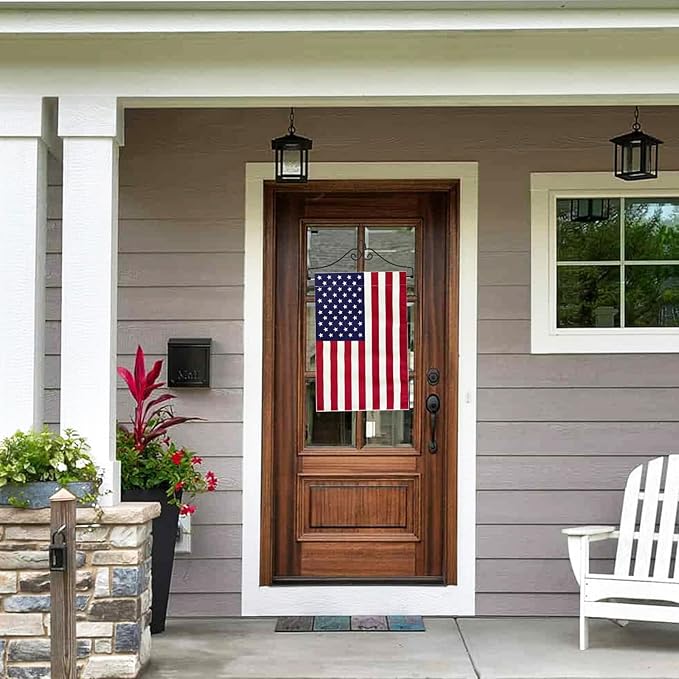 TOPFLAGS Garden Flag Holder with American Flag Garden Flag Banner Hanger for Wall Outside Yard Small 12x18 Inch