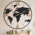 36 Inch Oversized Giant Extra Large Modern Decorative Metal World Map Wall Clock,Big Vintage Gold Arabic Numeral Wall Clocks for Living Room,Entryway,Office,Fireplace,Dining Room