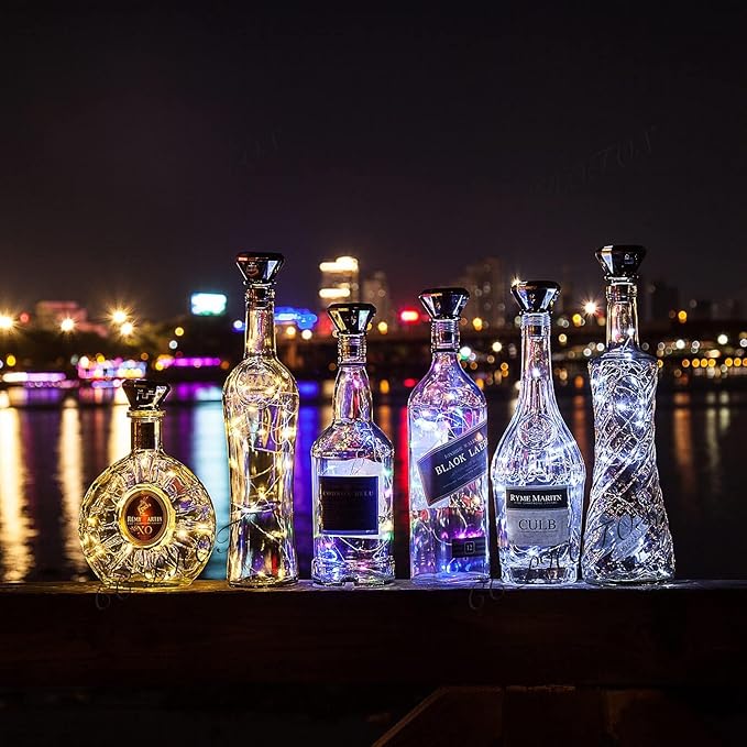 Upgraded 12 Pack Diamond Solar Wine Bottle Lights, 20 LEDs Waterproof Copper Light, Bottle Light Fairy Cork String Lights for Yard Patio Decor, DIY Birthday Gift for Mom Grandma Friend(3 Colors)