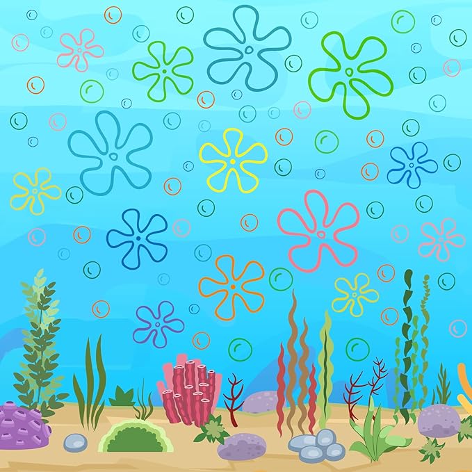 187PCS Flower Bubbles Wall Decals Under The Sea Birthday Party Decorations Ocean Wall Stickers Wall Decor for Bathroom Nursery Bedroom Home Classroom Car