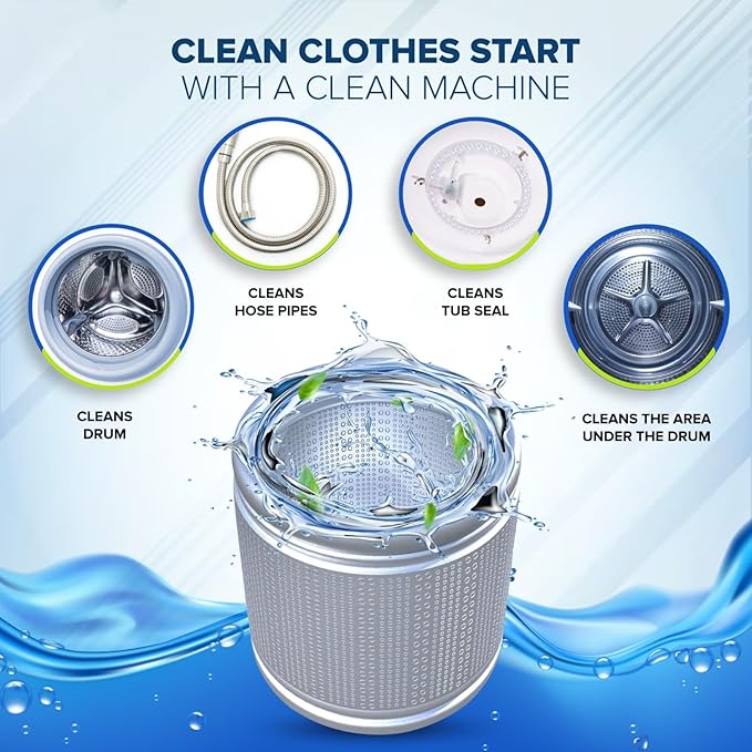 Washing Machine Cleaner Tablets – 25-Pack Deep Cleaning for Front Loader, Top Load & HE Washers – Helps Remove Odor-Causing Residues, Pet Hair & Hard Water Buildup – Septic Safe