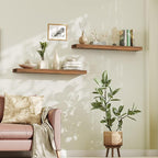 HOOBRO Floating Shelves for Wall, Wall Mounted Shelf Set of 2, 47.2" Hanging Shelf with Invisible Brackets, for Wall Bathroom, Bedroom, Toilet, Kitchen, Living Room, Office, Rustic Brown BF120BJP201
