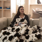 Cow Print Faux Fur Throw Blanket for Couch, Soft & Plush Fuzzy Blanket for Sofa, Bedroom, Living Room, Super Soft Warm for Adults Kids Girl Gifts Bedroom Couch Sofa Travel,60x80 Inches Black Brown