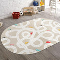 STARUIA Large Kids Rug for Playroom, 4'x6' Washable Road Rug for Nursery, Non-Slip Car Rugs for Boys Room, Tan Traffic Classroom Rugs Soft Baby Play Mat for Dorm Toy Room Tent