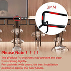 LINFIDITE Wine Glass Holder 2PCS Stemware Rack Hanger Under Cabinet Wine Glass Rack Kitchen Hanging Storage Rack Organizer,Black
