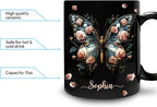 Hyturtle Personalized Butterfly 2D Print Mug - Butterfly Gifts For Women Lovers - Animal Gift For Bird Lover Her - Bird Gifts For Mom on Mother Day - Custom Name Coffee Cup Ceramic Mug 11 Oz 15 Oz