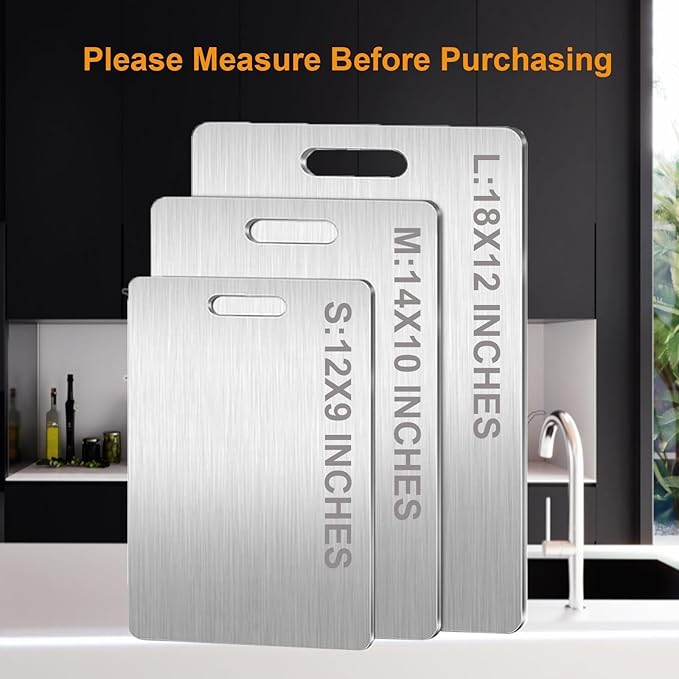 Titanium Cutting Boards for Kitchen - 100% Pure Titanium Cutting Board - Double Sided Food Grade Quality Cutting Boards - Easy to Clean and Store (12"L x 9"W)