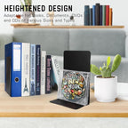 VONDERSO Metal Bookends Black, 2 Pairs Decorative Metal Book End Supports for Shelves Gauge Metal Book Divider Stopper Holders with Non-Slip Anti-Scratch Rubber Pads