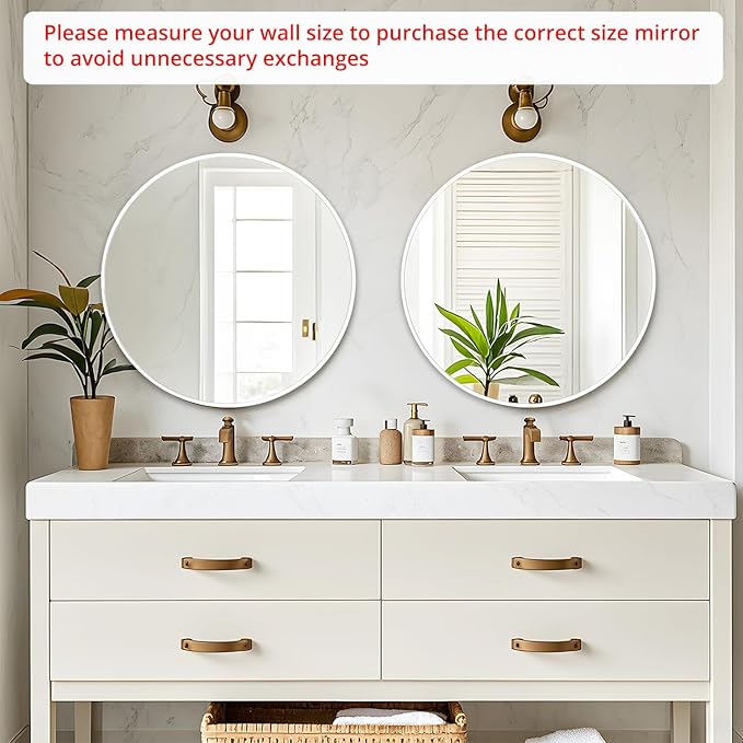 Fabuday White Round Mirror for Wall 20 inch - Circle Mirror for Bathroom, Entryway, Living Room, Hallway, Bedroom Decor, Small Matte Frame Mirrors