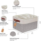 DECOMOMO Storage Bins Fabric Storage Baskets for Shelves, Linen Closet Organization Toys Nursery (Grey and White, Large - 3 Pack)