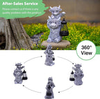 Goodeco 9.5 Inch Highland Cow with Solar Lantern – Resin Garden Decor, Outdoor Statue & Unique Highland Cow Gifts (Gray)