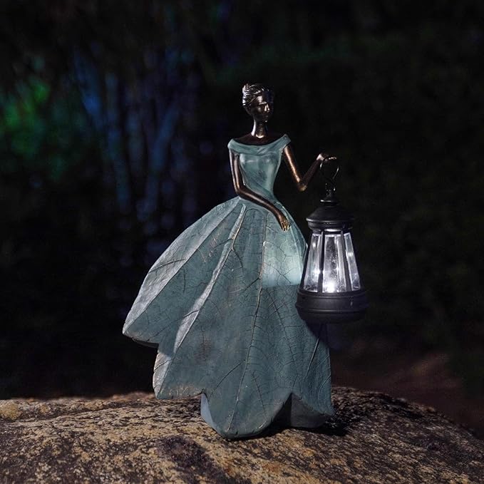Guichifun Fairy Statues Solar Outdoor Lights - Resin Garden Figurines Decorations for Patio Yard Lawn Decor Housewarming Gardening Gifts for Women Mom 7.4 x 5.3 x 12 Inch