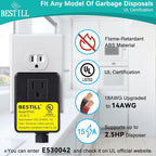 BESTILL Garbage Disposal Air Switch Kit - UL Listed, Brass 3.6" Long Push Button for Waste Disposer, Cordless Sink Top Switch Button, Brushed Gold, Compatible with all Garbage Disposals