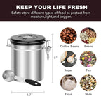 ShanSon Coffee Canister Airtight Coffee Container Stainless Steel Coffee Bean Storage Container with Scoop Coffee Canister for Beans Grounds Sugar Flour Tea Cereal,16OZ,Silver