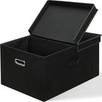 75 Quarts Extra Large Decorative Storage Bins with Lids, 1 Pack Black Collapsible Storage Bins with Lids, Stackable Storage Bins Decorative Box Storage With Lid Extra Large