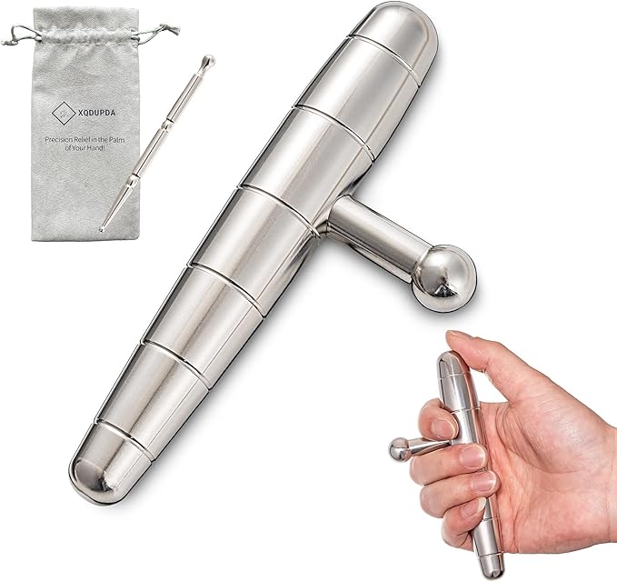 2 in 1 Trigger Points Massage Tool Stainless Steel T-Bar Deep Tissue Massage Tool for Pain Relief Full-Body Fascial Relaxation – Ideal for Shoulders, Neck, Legs, and Arms – Perfect for Sports Therapy