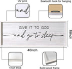 Give It to God and Go to Sleep Decorative Rustic Sign & Plaque Framed Wall Art for Couples, 40''×15'' Vintage Farmhouse Wooden Horizontal Wall Decor Above Bed, Cottagecore Wedding Gift for Bedroom