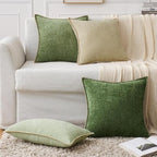MIULEE Pack of 2 Christmas Pillow Covers 22x22 Inch Moss Green Farmhouse Decorative Throw Pillow Covers with Stitched Edge Soft Chenille Solid Dyed Couch Pillow Covers for Sofa Bed Living Room