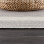CAMILSON Outdoor Rug 8x10,Modern Outside Rugs for Patios Porches Waterproof Durable Washable Non-Shedding, Easy-to-Clean Indoor Outdoor Area Carpet (8 x 10, Bordered - Gray/White)