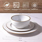 GBHOME Ceramic Dinnerware Sets,12 pcs Embossed Elegant Stoneware Plates and Bowls Sets, Housewarming Wedding Gift | Dishwasher & Microwave Safe | Dishes Set Service for 4