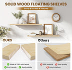 Floating Wall Shelves 2-Pack - 36-Inch Rustic Wooden Shelves for Storage and Décor, Easy Installation for Living Room, Bedroom, and Kitchen
