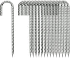 J-Hook-Rebar-Stakes-12 Inch, Ground Stakes Heavy Duty Rebar Stakes for Camping 50pcs Rebar Stakes Rust Proof Coated Metal for Flower Gardens Dog Fence Camping Tents Chicken Coop