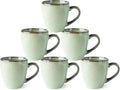 GBHOME Ceramic Coffee Mugs Set of 6, 12oz Stoneware Coffee Mugs Set For Dad Mom Women MEN, Light Weight Coffee Cups for Latte/Tea/Beer/Hot Cocoa, Dishwasher & Microwave Safe, Pastel Green