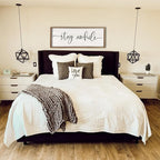 Stay Awhile Sign Wall Decor 40"X15" Large Solid Wood Frame For Hallway Living Room Entryway Farmhouse Wall Art Lets Stay Family Home Rustic Hanging Decoration (Wood)