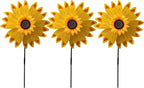 Pack of 3X Yellow Sunflower Windmill Wind Spinner Decoration Home Yard Garden Decor