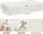 Under the Bed Storage Bins, Closet Organizers with Reinforced Handles for Blanket, Sheets, Pillows, Towels, Shoes, Beige, 3 Pack, 23.6 x 11.8 x 5.9 Inch