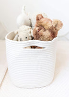 OrganiHaus Set of 3 Woven Storage Baskets for Organizing, Cotton Rope Organizer Bins for Shelves, Closet & Nursery, Dog Toy Basket, Decorative Bins for Toys, Towels & Books - 15x10x9, Off-White