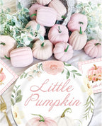 Aukolass Pumpkin Party Supplies Tableware Set - Fall Theme Party Decorations Including Plates, Napkins and Cups for Pumpkin Birthday and Baby Shower Party, Serves 24 Guests (pink)