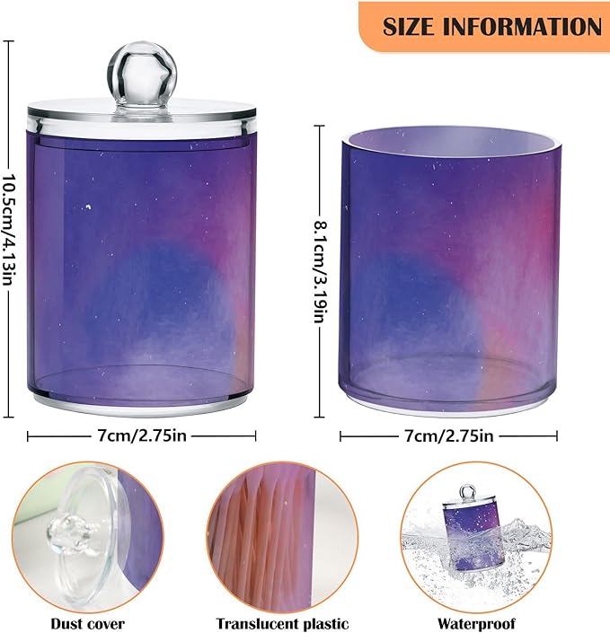 Galaxy Purple 2PCS Airtight Transparent Glass Storage Jar, Food Storage Container Glass, Can Store Candy, Salt, Coffee Beans, With lid, Easy To Use…