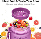 32oz Motivational Water Bottles with Time Marker & Fruit Strainer, Transparent Gradient Color Water Bottle with Times to Drink, Leakproof & BPA Free, Reusable Bottle with Strap (No Straw)