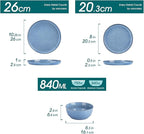 vancasso ANYA 18 Pieces Plates and Bowls Set, Blue Dinnerware Sets, Reactive Glaze Dishes Set for 6, Ceramic Dishware Sets Kitchen Dinner Set, Microwave & Dishwasher Safe