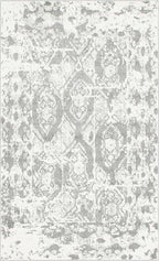Unique Loom Rosso Collection Vintage, Geometric, Bohemian, Traditional, Distressed, Southwestern Area Rug, Rectangular 5' 0" x 8' 0", Light Gray/Ivory