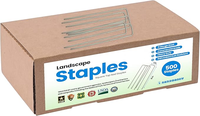 Sandbaggy 500-Count 6-Inch Galvanized Landscape Staples - SOD Garden Stakes ~ Trusted by Farmers & Contractors Across The USA