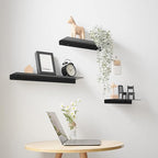 JOOM Black Floating Shelves for Wall Storage, Metal Wall Shelves for Living Room, Bathroom, Kitchen, 16” Display Shelves for Collectibles(2 PCS)