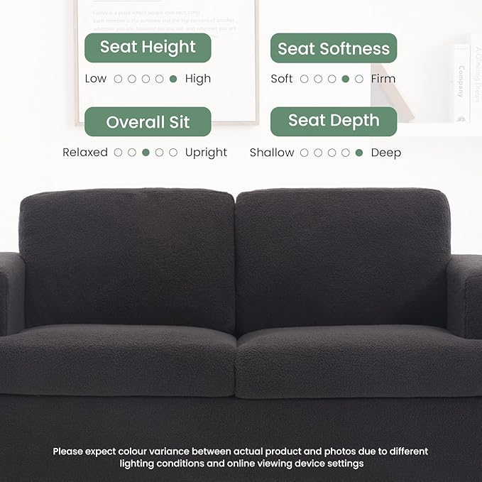 Ottoman Sofa, Modern Comfortable Ottoman with Storage Space for Living Room Apartment Lounge Sofa, Black Bouclé