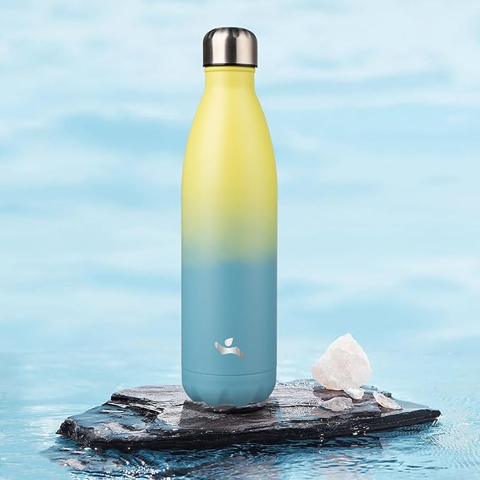 Insulated Water Bottles,25 oz Double Wall Stainless Steel Vacumm Metal Flask for Sports Travel,Sandy Beach