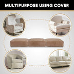 PrinceDeco Super Soft Couch Cushion Covers for Sectional Couch, Velvet Sofa Slipcover for Cushion Sofa pet Friendly with Elastic Bottom(Each Width Up to 29.5", Camel)