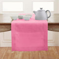 Solino Home Linen Flamingo Pink Table Runner 132 Inches Long - 100% Pure Linen Extra Long Table Runner 14 x 132 Inch for Halloween - Classic Hemstitch