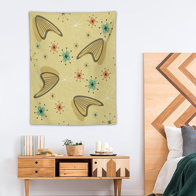ICMOLYYENLO Boho Medieval Cat Tapestry, Abstract Atomic Starburst Geometric Aesthetic Art Wall Hanging For Bedroom Living Room Dormitory 60x80 Inches