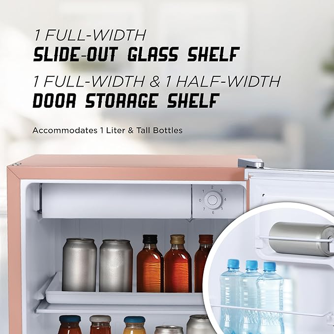 IBCR17BLS Compact, Energy Star Certified Small, Single Door Mini Fridge with Freezer Refrigerator, Standard (1.7 cu ft), Blush Red