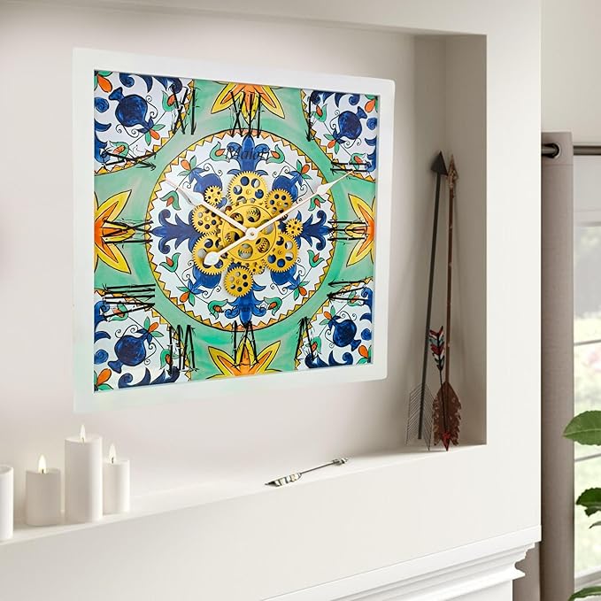 The Gears Clock Wall Clock Italy Collection with Moving Gears (Maiori, 24 inches (60 cm))